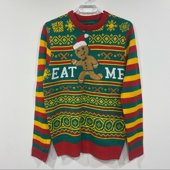 SALE $20 Funny Ugly Xmas Sweater Gingerbread Man-Eat Me Sweatshirt - Picture 5 of 7